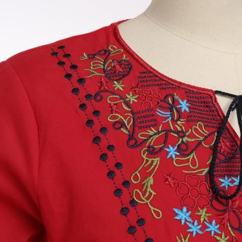 Floral Embroidered Mexican Dress for Women