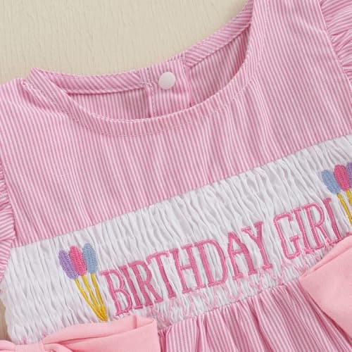 Xiaodriceee Baby Girl's First Birthday Outfit Smocked Bodysuit