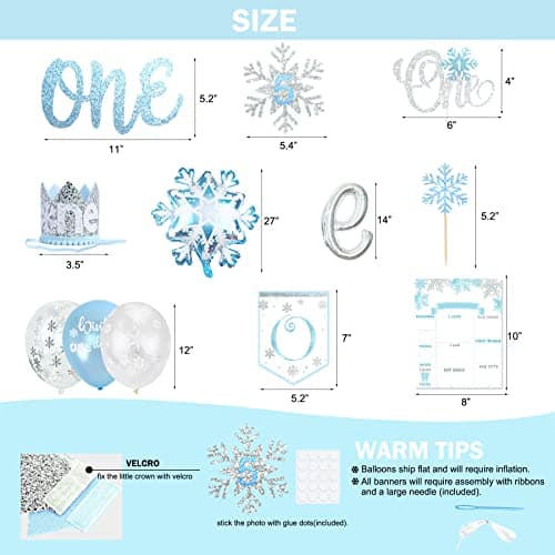 Winter Onederland Blue & Silver 1st Birthday Boy Decorations Highchair Banner