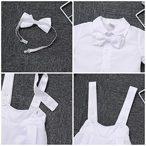 IMEKIS Baby Boy Baptism Suit with Bowtie and Suspenders