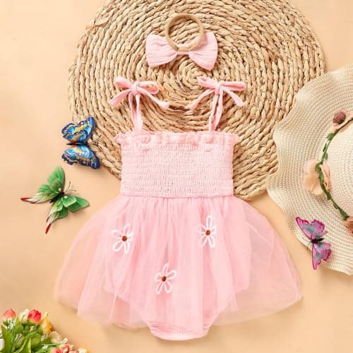 Baby Girl 1st Birthday Tulle Romper Cake Smash Outfits