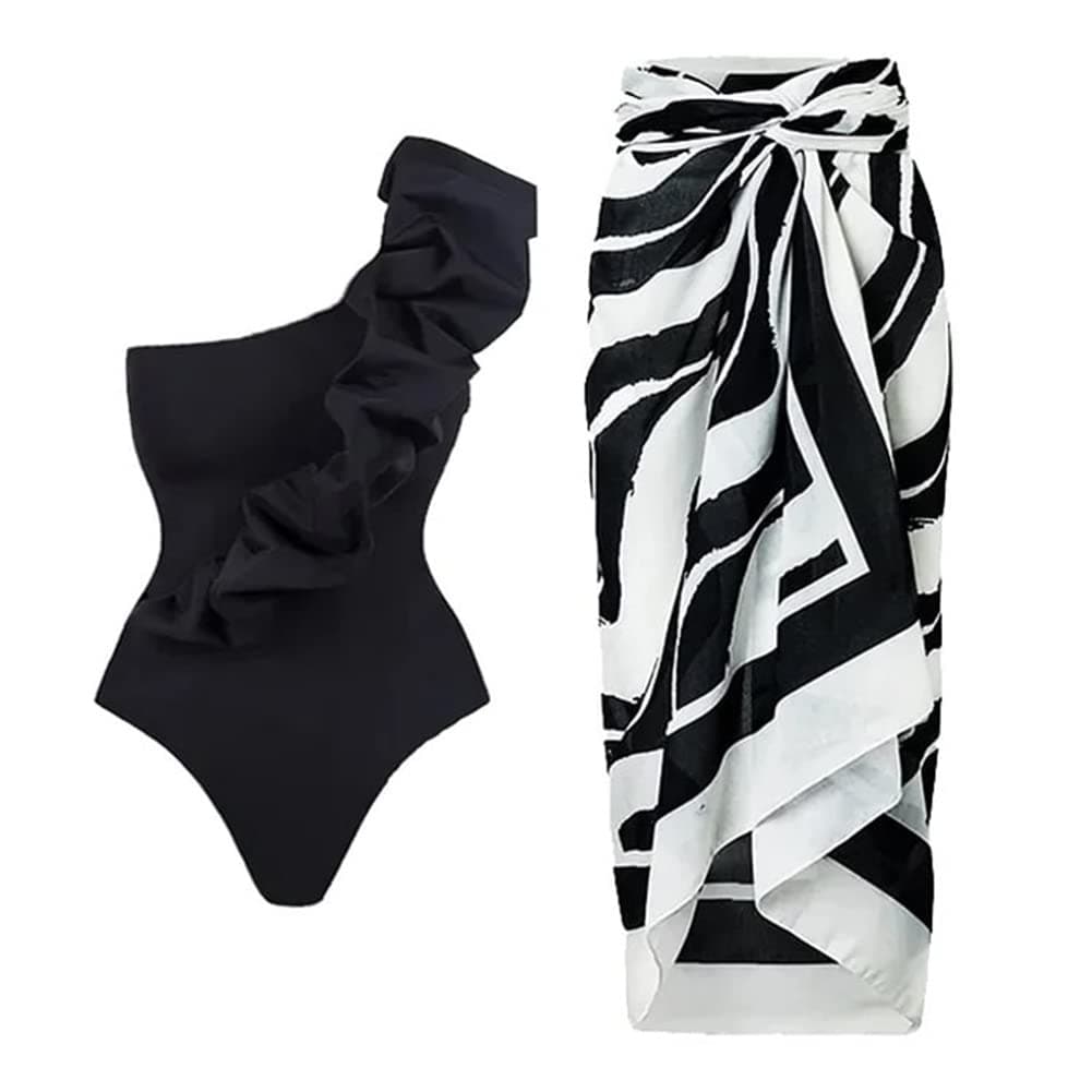 Women's 2-Piece Swimsuit with Cover-Up - Tropical Bikini Set for Summer
