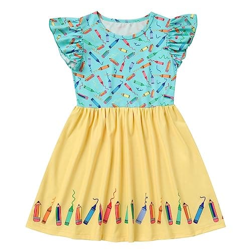 Toddler Girls Back to School Apple Print Dress