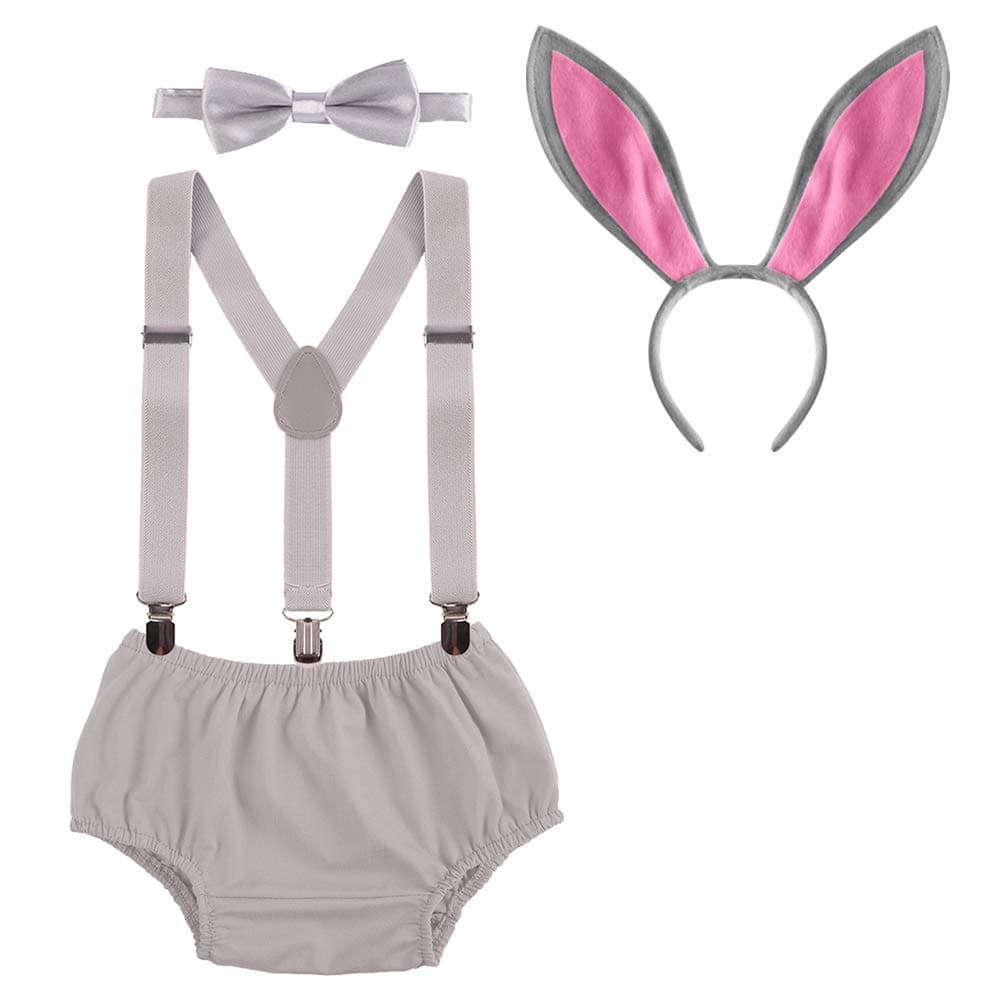IMEKIS Baby Boy 1st Easter Outfit with Bunny Bowtie and Headband