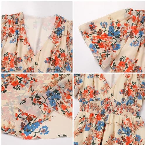 Boho Floral Printed Chiffon Maxi Dress for Women in Summer