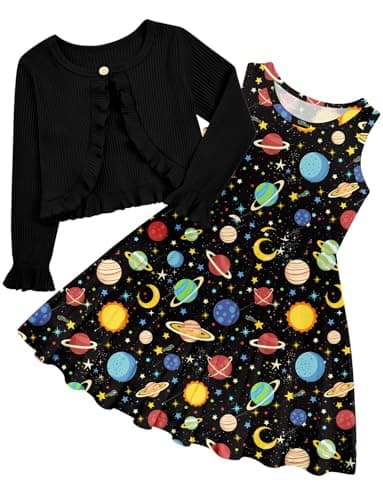 Goodstoworld Toddler Girl Fall Outfits: Sleeveless Dresses & Long Sleeve Cardigan 2-8T