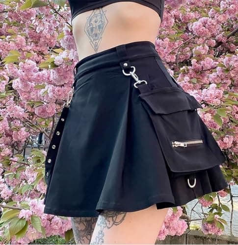 IDEALSANXUN Women's High Waist Gothic Plaid Mini Skirts