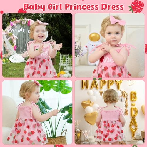 HONGTEYA Baby Girl 1st Birthday Outfit Lace Romper Summer Dress