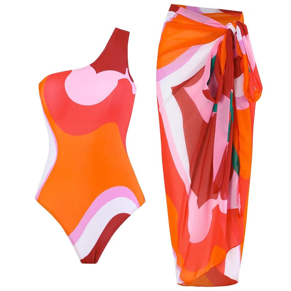 Women's 2-Piece Swimsuit Set with Cover Up - Flower Swimwear for Summer Beachwear