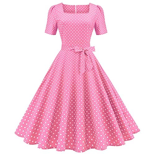 IMEKIS Womens 1950s Vintage Polka Dots Audrey Hepburn Dress