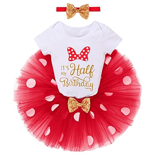 IBTOM CASTLE Polka Dots Romper Tutu Dress for Baby Girls Birthday Outfit