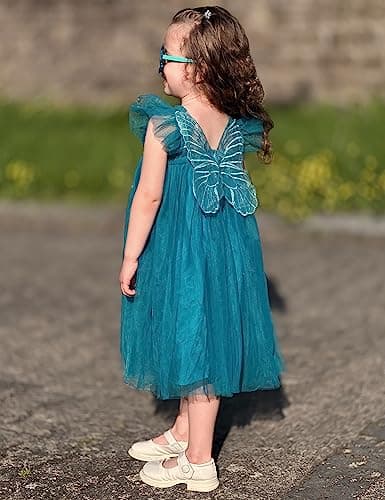 AGQT Baby Girls Butterfly Print Tulle Tutu Sundress 6M-6T