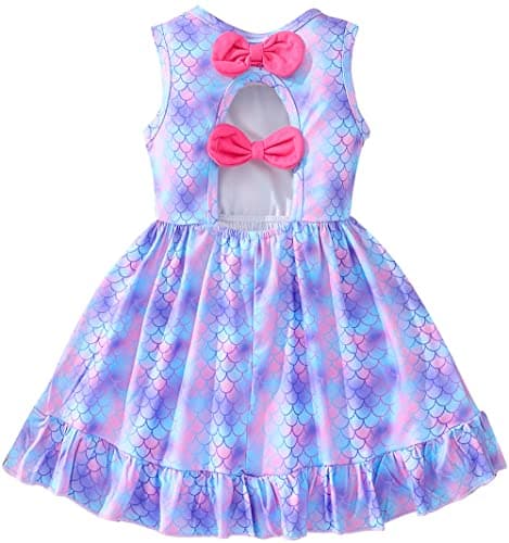 Popshion Sleeveless Back Bowknot Dress for Toddler Girls 1-7 Years Summer Birthday Party Clothes