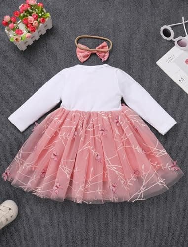 IDOPIP Baby Girls' 1st Birthday Flower Tutu Dress & Headband Set for Cake Smash