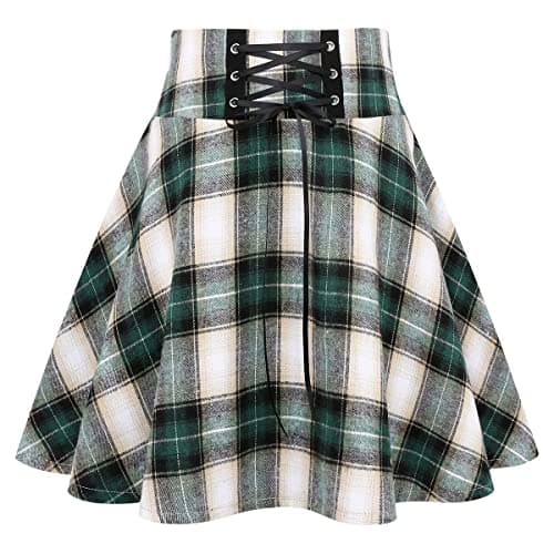 IDEALSANXUN Women's High Waist Gothic Plaid Mini Skirts