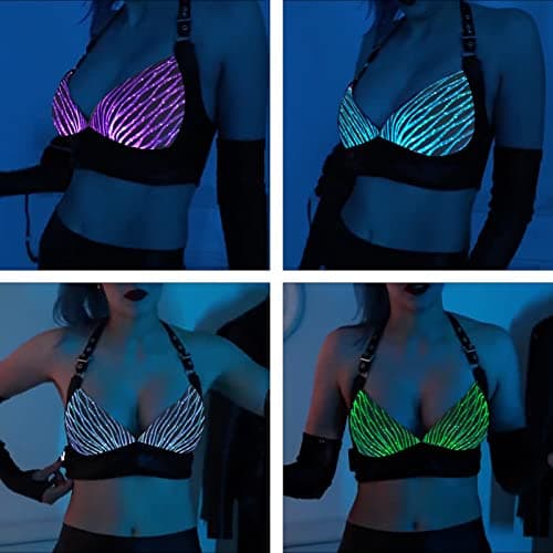 LED Light Up PU Leather Halter Top for Women - lumisonata Crop Tops