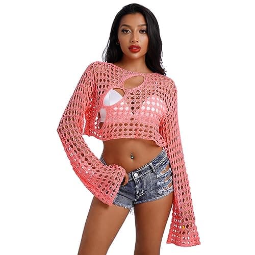 Women Hollow Out Crochet Knit Crop Tops