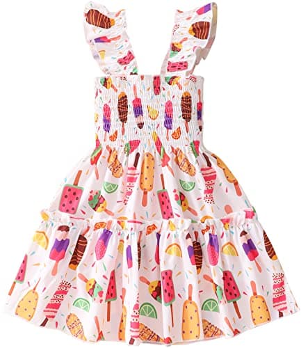Retsugo Flutter Sleeve Birthday Party Dress for Girls 1-8 Years