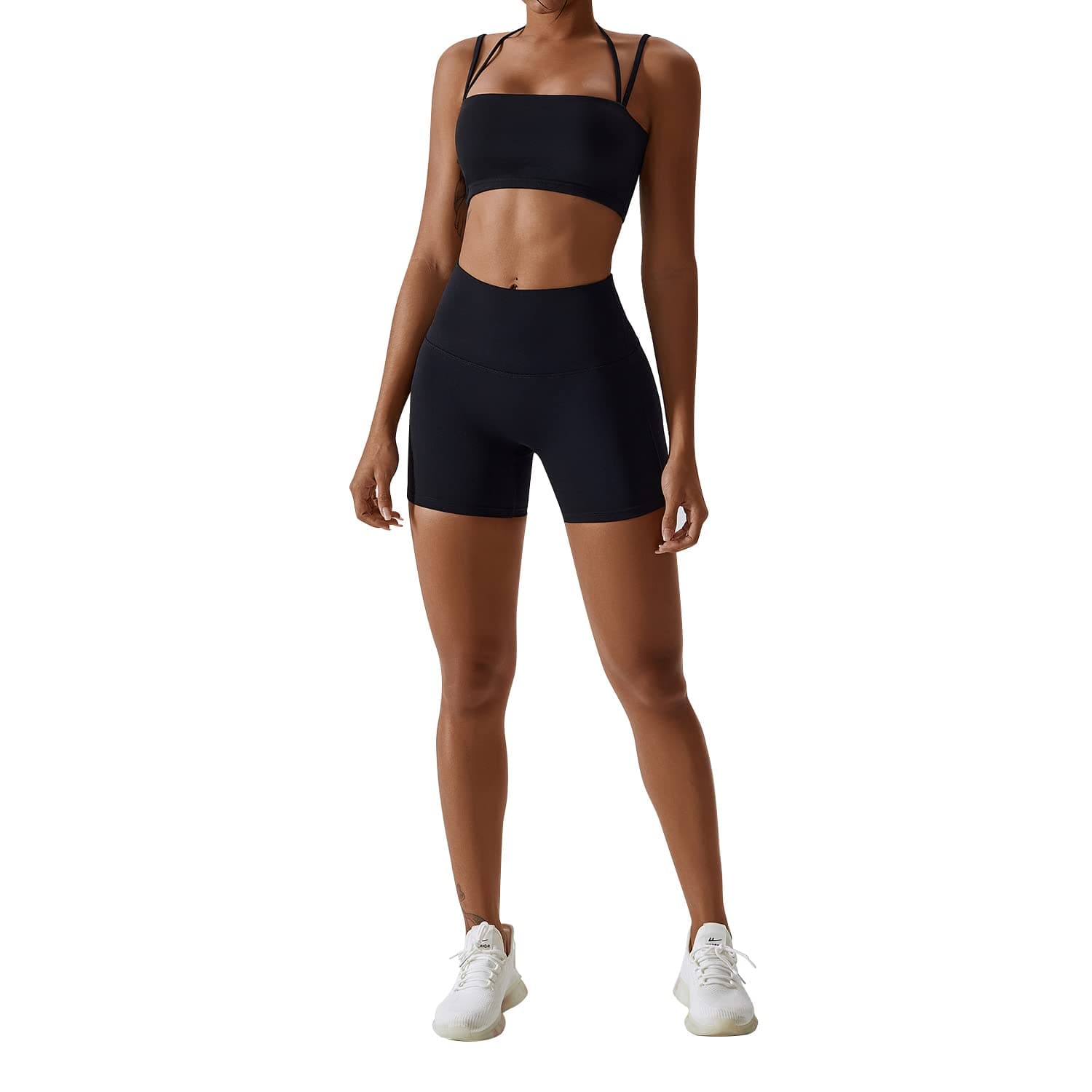 IMEKIS Women's Yoga Set Crop Top and Biker Shorts Tracksuit