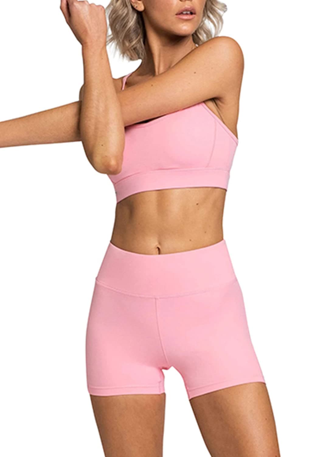 IDOPIP Women's Seamless High-Waist Legging Shorts & Sports Bra Tracksuit Set