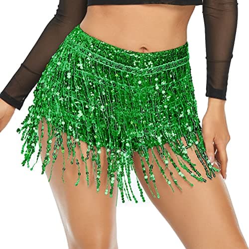 Fenyong Women's Sequins Tassel Skirts for Rave Festivals
