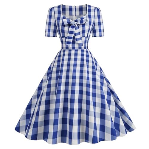 IMEKIS Womens 1950s Vintage Polka Dots Audrey Hepburn Dress
