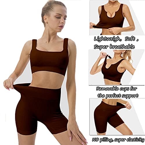 Niyokki Women's Seamless Crop Tops & Leggings Workout Set