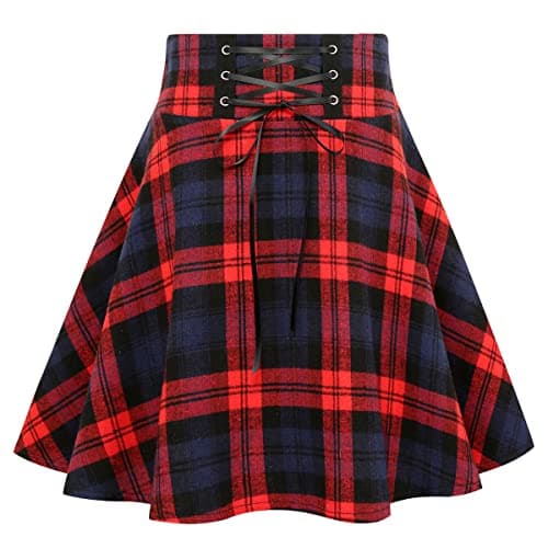 IDEALSANXUN Women's High Waist Gothic Plaid Mini Skirts