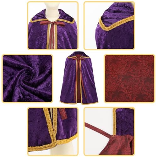 King Costume for Kids: Cape, Crown, Scepter, Halloween 3PC Set