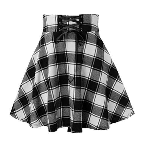 IDEALSANXUN Women's High Waist Gothic Plaid Mini Skirts