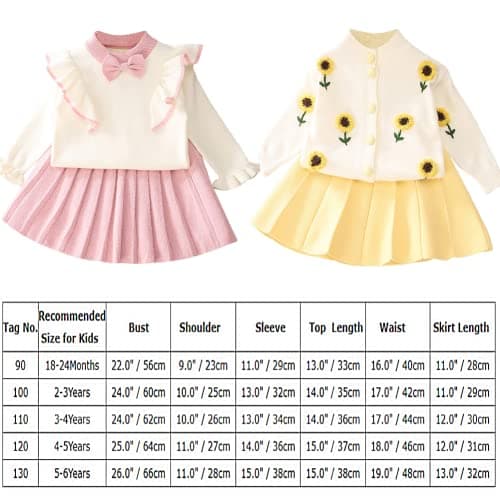Toddler Girls Knitted Sweater and Skirt Set
