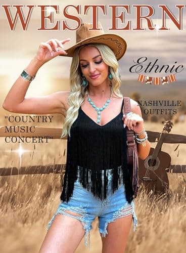 Womens Western Cowgirl Fringe Top - Boho Rodeo Camisole Trends