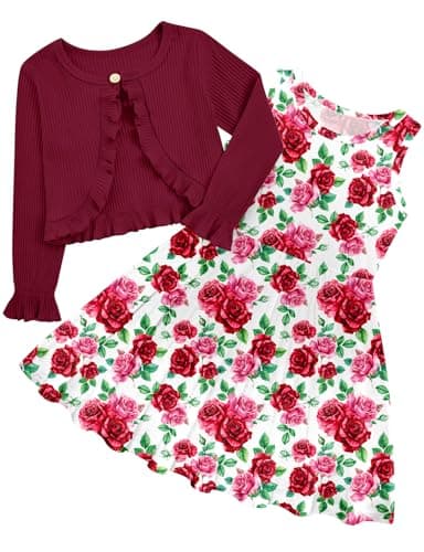 Goodstoworld Toddler Girl Fall Outfits: Sleeveless Dresses & Long Sleeve Cardigan 2-8T