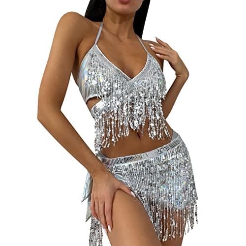 IMEKIS Metallic Rave Outfit for Women