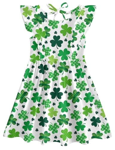RAISEVERN Summer Ruffle Sleeve Dress for Toddler Girls 2-6T