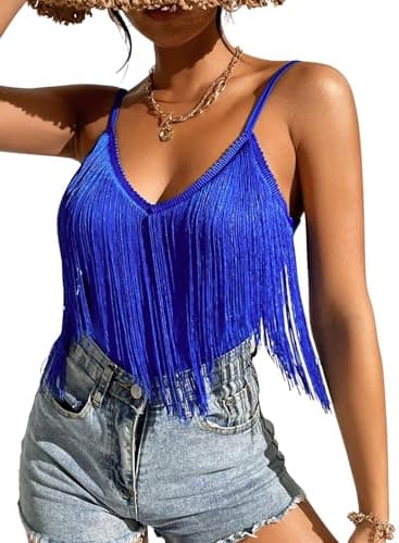 Womens Western Cowgirl Fringe Top - Boho Rodeo Camisole Trends