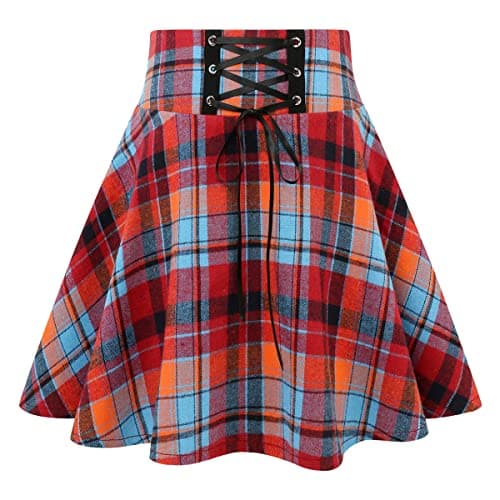IDEALSANXUN Women's High Waist Gothic Plaid Mini Skirts