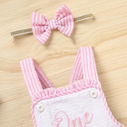 TITKKOP Baby Girl 1st Birthday Bubble Romper Sleeveless Bodysuit
