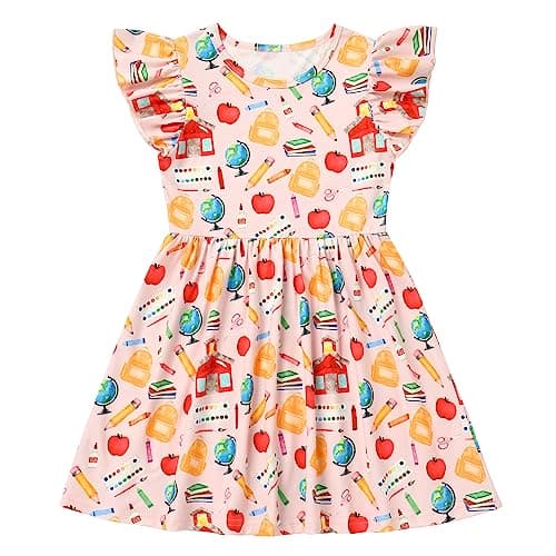 Toddler Girls Back to School Apple Print Dress