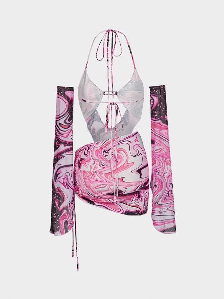 Rave Outfits for Womens Set Festival Sexy Y2K Dress 2 Piece Outfits Summer Long Sleeves Birthday Party Clubwear