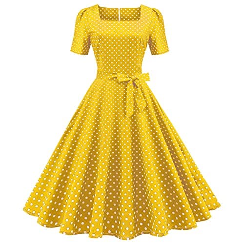 IMEKIS Womens 1950s Vintage Polka Dots Audrey Hepburn Dress
