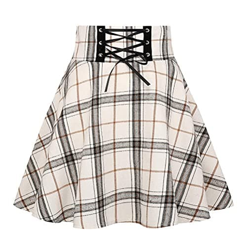 IDEALSANXUN Women's High Waist Gothic Plaid Mini Skirts