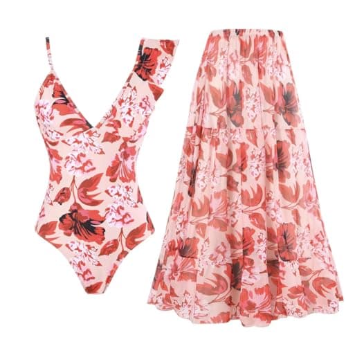 Women's One-Piece Swimsuit with Cover-up Sarong - Beach Outfit