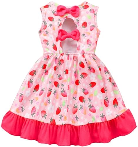 Popshion Sleeveless Back Bowknot Dress for Toddler Girls 1-7 Years Summer Birthday Party Clothes