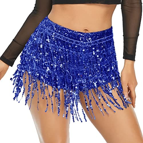 Fenyong Women's Sequins Tassel Skirts for Rave Festivals