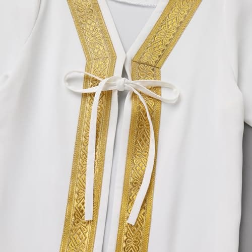 Newborn Baby Boys Islamic Abaya Set with Hijab and Golden Trimming