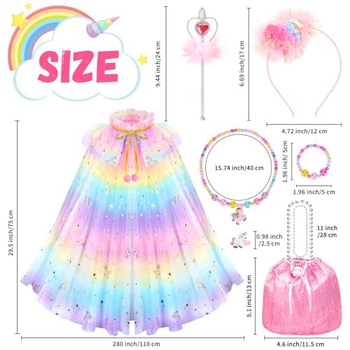 Princess Dress Up Cape Gift Set for Toddler Girls Age 3-8