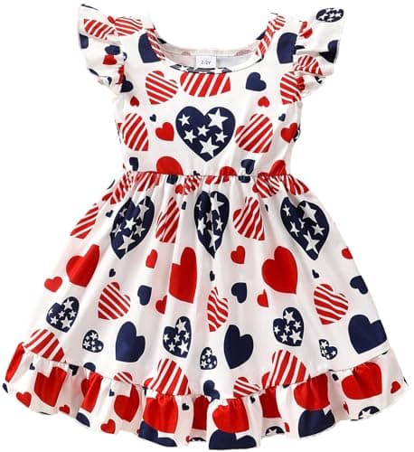 Retsugo Flutter Sleeve Birthday Party Dress for Girls 1-8 Years