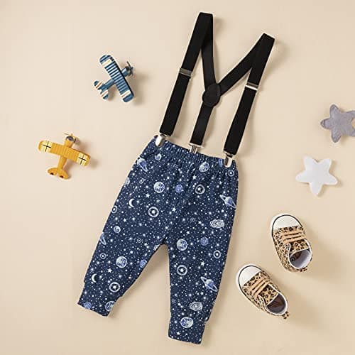 Space Theme Baby Boy 1st Birthday Outfit Set - Romper, Suspenders, Pants