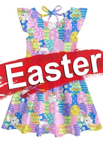 RAISEVERN Summer Ruffle Sleeve Dress for Toddler Girls 2-6T